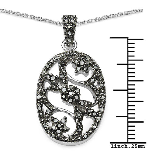 Colgante de plata de ley .925 con diamante negro auténtico de 0,28 quilates