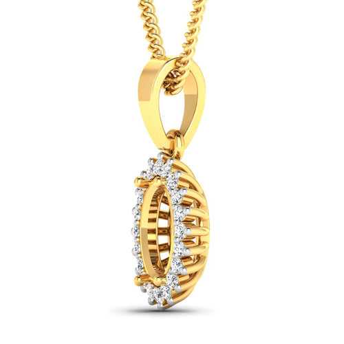 Colgante semimontado de oro amarillo de 14 quilates con diamante blanco genuino de 0,13 quilates - con gema ovalada de 8x6 mm