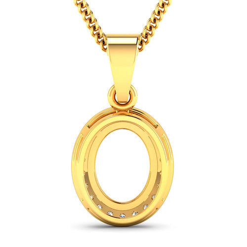 Colgante semiengastado de oro amarillo de 14 quilates con diamante blanco genuino de 0,22 quilates - tiene capacidad para gema ovalada de 9x7mm