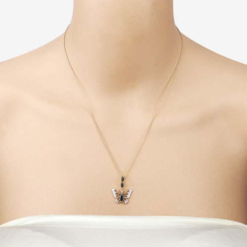 Colgante de plata de ley .925 con zafiro azul auténtico de 0.92 quilates y circonita blanca