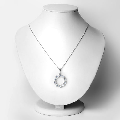 Colgante de plata de ley .925 con aguamarina auténtica de 1,10 quilates y topacio blanco