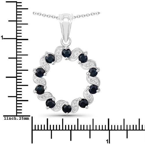 Colgante de plata de ley .925 con zafiro azul genuino de 1.30 quilates y topacio blanco