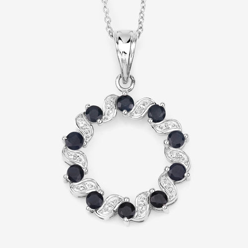 Colgante de plata de ley .925 con zafiro azul genuino de 1.30 quilates y topacio blanco