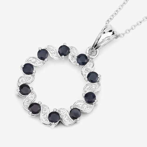 Colgante de plata de ley .925 con zafiro azul genuino de 1.30 quilates y topacio blanco