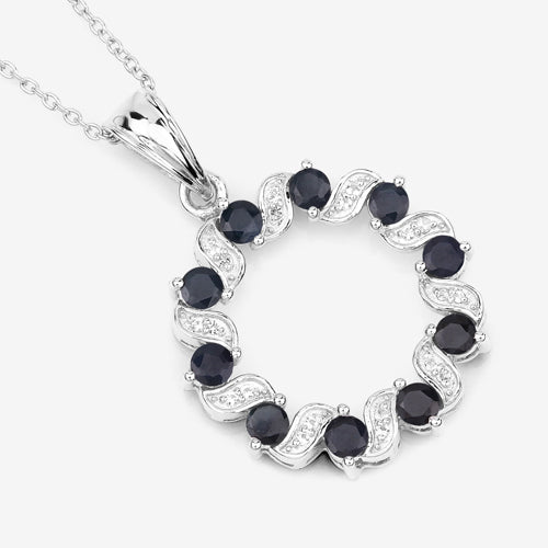 Colgante de plata de ley .925 con zafiro azul genuino de 1.30 quilates y topacio blanco