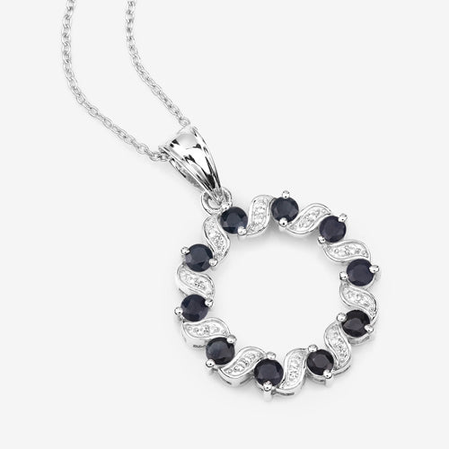 Colgante de plata de ley .925 con zafiro azul genuino de 1.30 quilates y topacio blanco