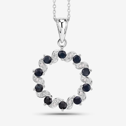 Colgante de plata de ley .925 con zafiro azul genuino de 1.30 quilates y topacio blanco