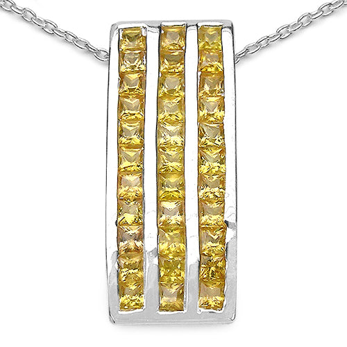 Colgante de plata de ley .925 con zafiro amarillo genuino de 2.16 quilates