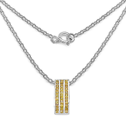 Colgante de plata de ley .925 con zafiro amarillo genuino de 2.16 quilates