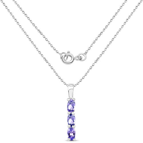 0.75 Carat Genuine Tanzanite .925 Sterling Silver Pendant - image 4 of 4