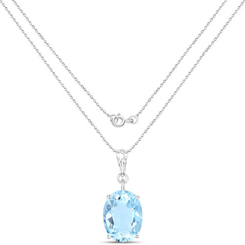 Colgante de plata de ley .925 con topacio azul suizo auténtico de 11,25 quilates