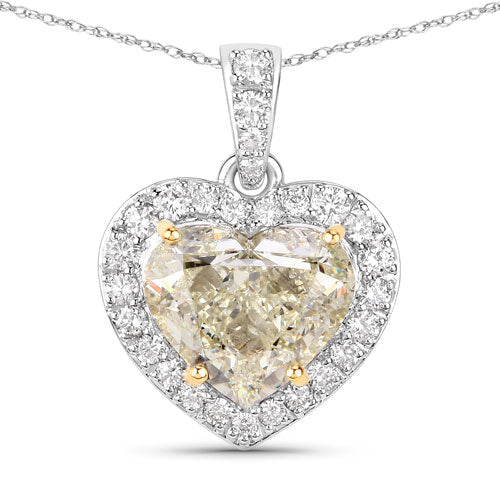 Colgante de oro blanco de 18K con diamante amarillo claro natural de 4.51 quilates certificado por el IGI y diamantes blancos de 0.45cttw (4.96cttw)