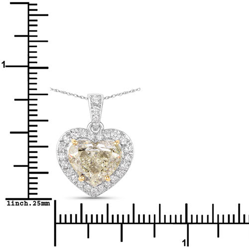 Colgante de oro blanco de 18K con diamante amarillo claro natural de 4.51 quilates certificado por el IGI y diamantes blancos de 0.45cttw (4.96cttw)