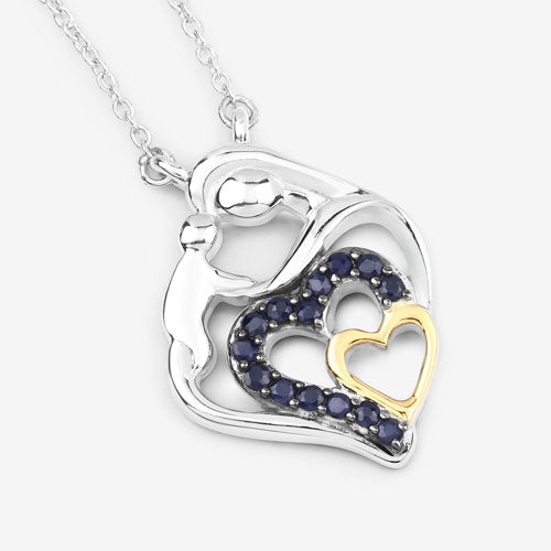 Colgante de plata de ley .925 con zafiro azul auténtico de 0,28 quilates