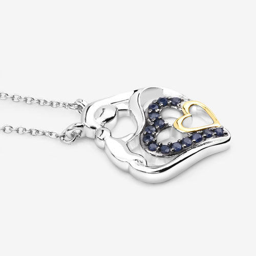 Colgante de plata de ley .925 con zafiro azul auténtico de 0,28 quilates