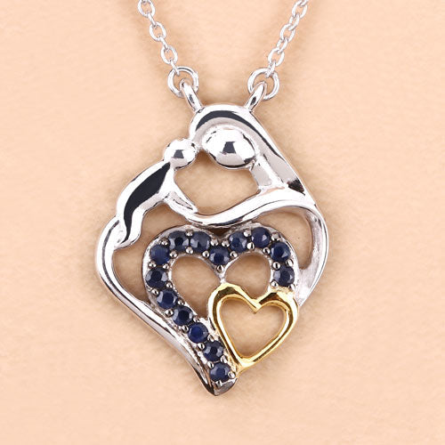 Colgante de plata de ley .925 con zafiro azul auténtico de 0,28 quilates