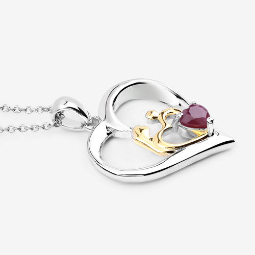 Colgante de plata de ley .925 con rubí auténtico de 0.50 quilates