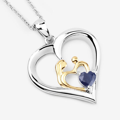 Colgante de plata de ley .925 con zafiro azul genuino de 0,50 quilates
