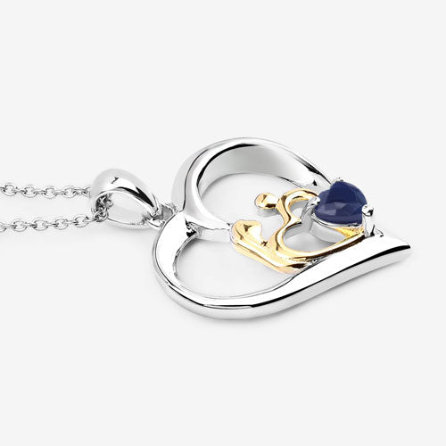 Colgante de plata de ley .925 con zafiro azul genuino de 0,50 quilates
