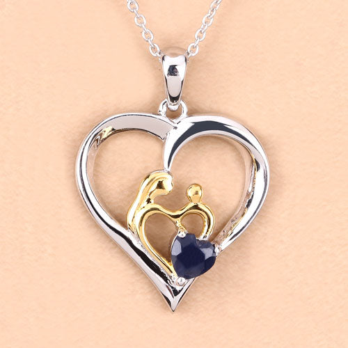 Colgante de plata de ley .925 con zafiro azul genuino de 0,50 quilates