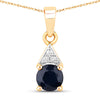 0.88 Carat Genuine Blue Sapphire and White Diamond 10K Yellow Gold Pendant