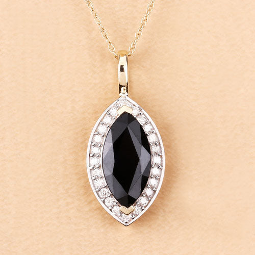 Colgante de zafiro azul genuino de 2,29 quilates y diamante blanco en oro amarillo de 10 quilates