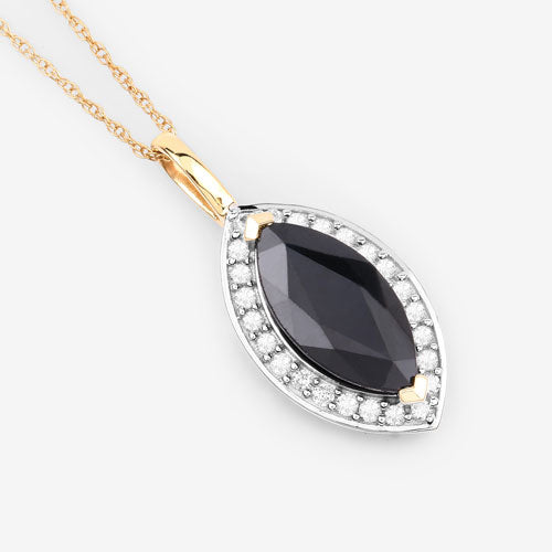 Colgante de zafiro azul genuino de 2,29 quilates y diamante blanco en oro amarillo de 10 quilates