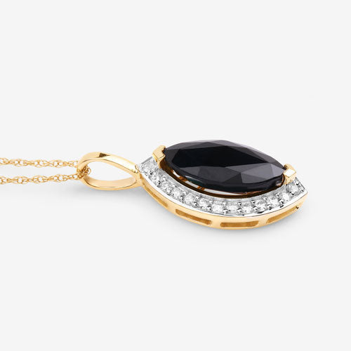 Colgante de zafiro azul genuino de 2,29 quilates y diamante blanco en oro amarillo de 10 quilates