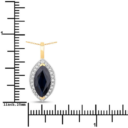 Colgante de zafiro azul genuino de 2,29 quilates y diamante blanco en oro amarillo de 10 quilates