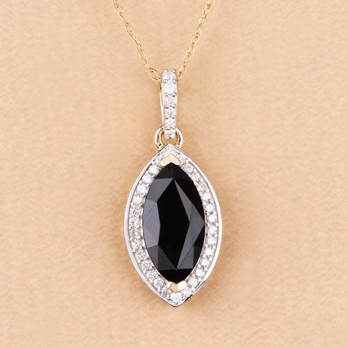 Colgante de oro amarillo de 10 quilates con zafiro azul auténtico de 2,27 quilates y diamante blanco