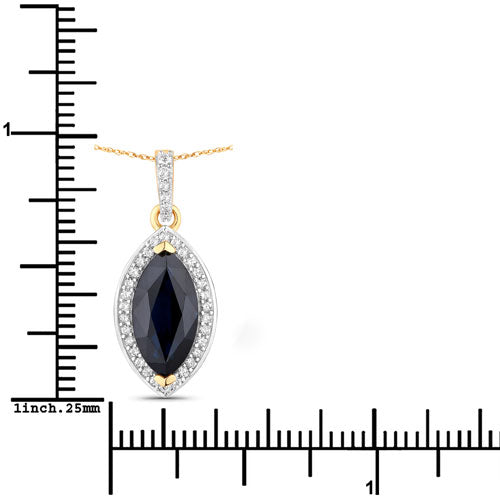 Colgante de oro amarillo de 10 quilates con zafiro azul auténtico de 2,27 quilates y diamante blanco