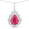 1.29 Carat Genuine Ruby and White Diamond 14K White Gold Pendant
