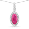 1.60 Carat Genuine Ruby and White Diamond 14K White Gold Pendant