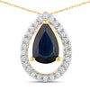 1.15 Carat Genuine Blue Sapphire and White Diamond 14K Yellow Gold Pendant