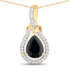 1.48 Carat Genuine Blue Sapphire and White Diamond 14K Yellow Gold Pendant