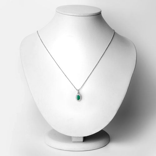 Colgante de plata de ley .925 con esmeralda zambiana auténtica de 0,89 quilates y diamante cultivado en laboratorio