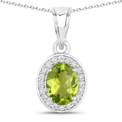 Colgante de plata de ley .925 con peridoto auténtico de 1,90 quilates y diamante creado en laboratorio