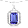 2.58 Carat Genuine Tanzanite and White Diamond 14K White Gold Pendant