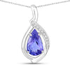 2.67 Carat Genuine Tanzanite and White Diamond 14K White Gold Pendant