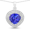 4.17 Carat Genuine Tanzanite and White Diamond 14K White Gold Pendant