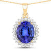 4.68 Carat Genuine Tanzanite and White Diamond 14K Yellow Gold Pendant