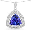 3.93 Carat Genuine Tanzanite and White Diamond 14K White Gold Pendant