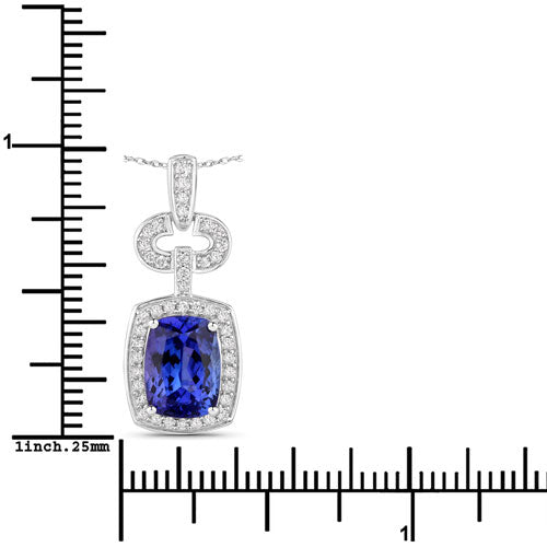 Colgante de tanzanita genuina de 2,62 quilates y diamantes blancos en oro blanco de 14 quilates