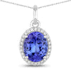 2.36 Carat Genuine Tanzanite and White Diamond 14K White Gold Pendant