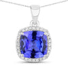 2.65 Carat Genuine Tanzanite and White Diamond 14K White Gold Pendant