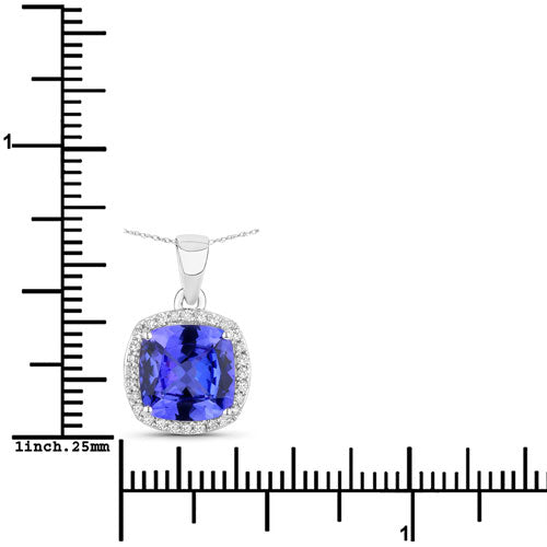 Colgante de oro blanco de 14K con tanzanita genuina de 2,65 quilates y diamantes blancos