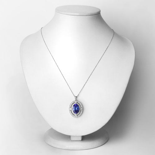Colgante de oro blanco de 14 quilates con tanzanita genuina de 5,91 quilates y diamantes blancos