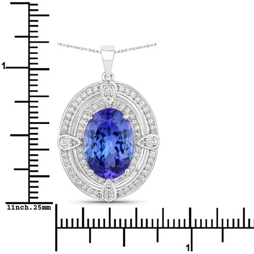 Colgante de oro blanco de 14 quilates con tanzanita genuina de 5,91 quilates y diamantes blancos