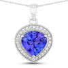 2.58 Carat Genuine Tanzanite and White Diamond 14K White Gold Pendant