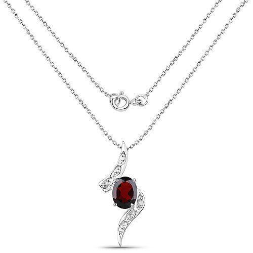 2.02 Carat Genuine Garnet and White Diamond .925 Sterling Silver Pendant - изображение 4 из 4